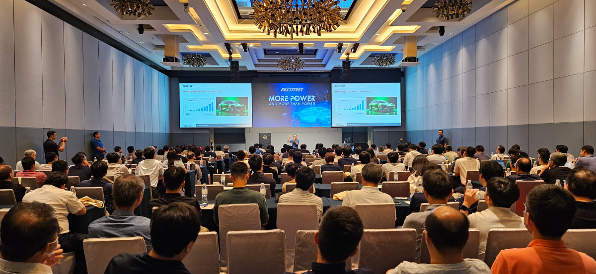 Marketing Director Huipeng Liu points out the astounding number of power modules in one EV car alone, translating to the importance of KGD test.