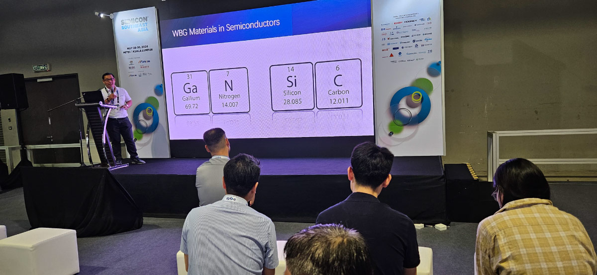 AccoTEST SEA Test Engineer Manager, CZ Lim highlights key benefits and challenges of wide bandgap at TECHSTAGE on the first day.